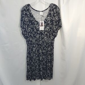 Allthreads Size Large Black With White Floral Midi Dress